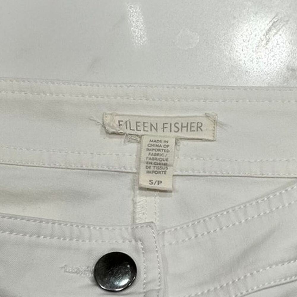 Eileen Fisher White Stretch Ankle Pants Women's Small S Pull On Slim Crop Career - Picture 3 of 7